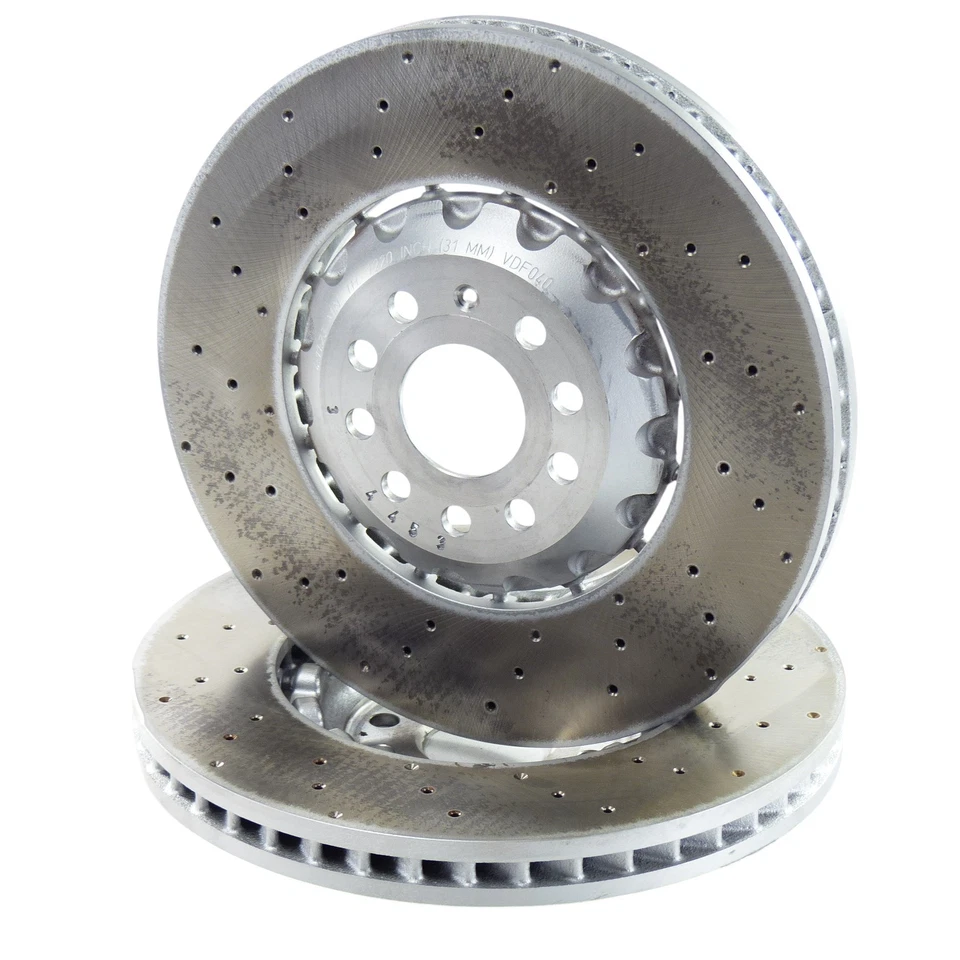 2x discos de freno delanteros perforados 357 mm originales VW Golf 8 GTI R Tiguan Audi S3 8Y - Imagen 2 de 4