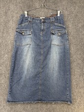 VINTAGE Carolina Blues Denim Skirt Women  s 14 Midi Length Countrycore
