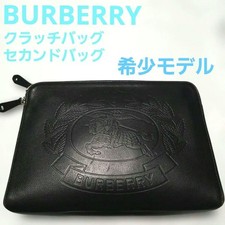 Burberry Black Leather Clutch Bag Unisex Preowned Carry Bag