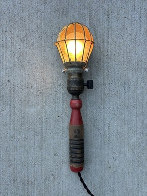 Industrial Trouble Lamp McGill Cage Drop Light Inspection Vintage