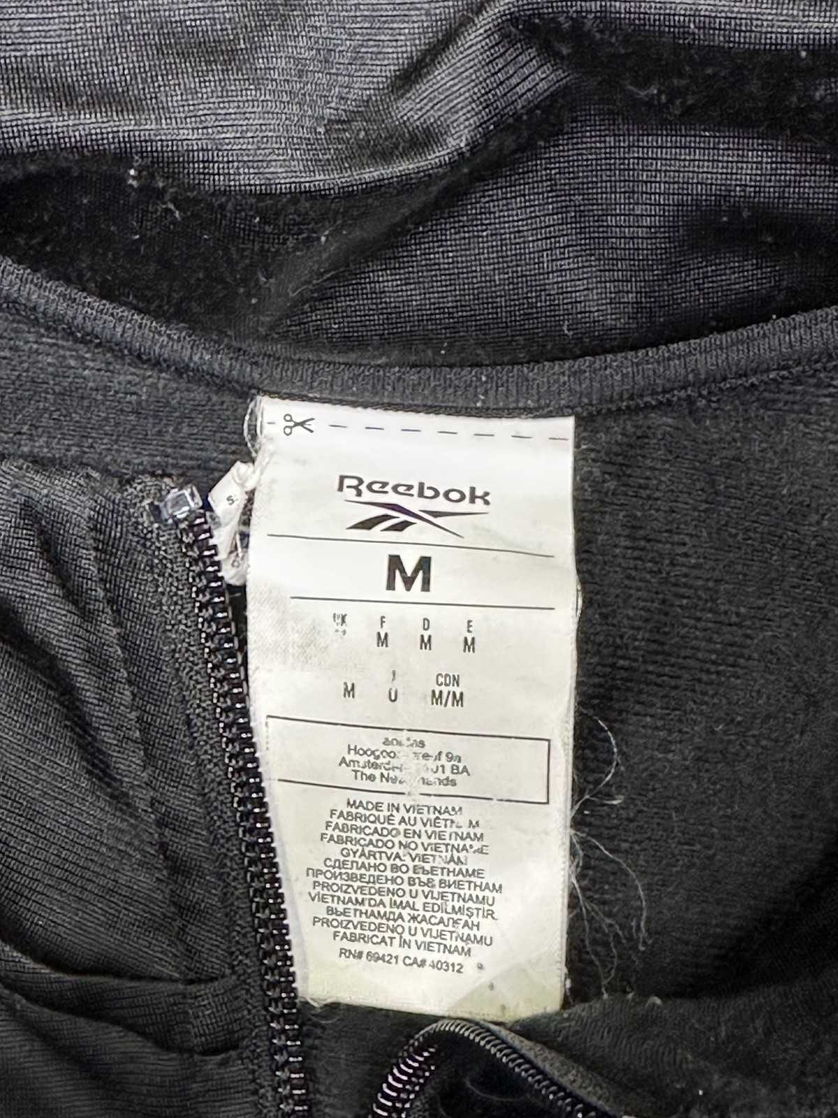 Reebok Men’s Retro Full Zip Tracksuit Jacket Medium Black White image 2