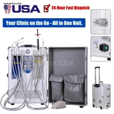 Portable Dental Delivery Unit Air Compressor Cabinet Scaler + Curing Light