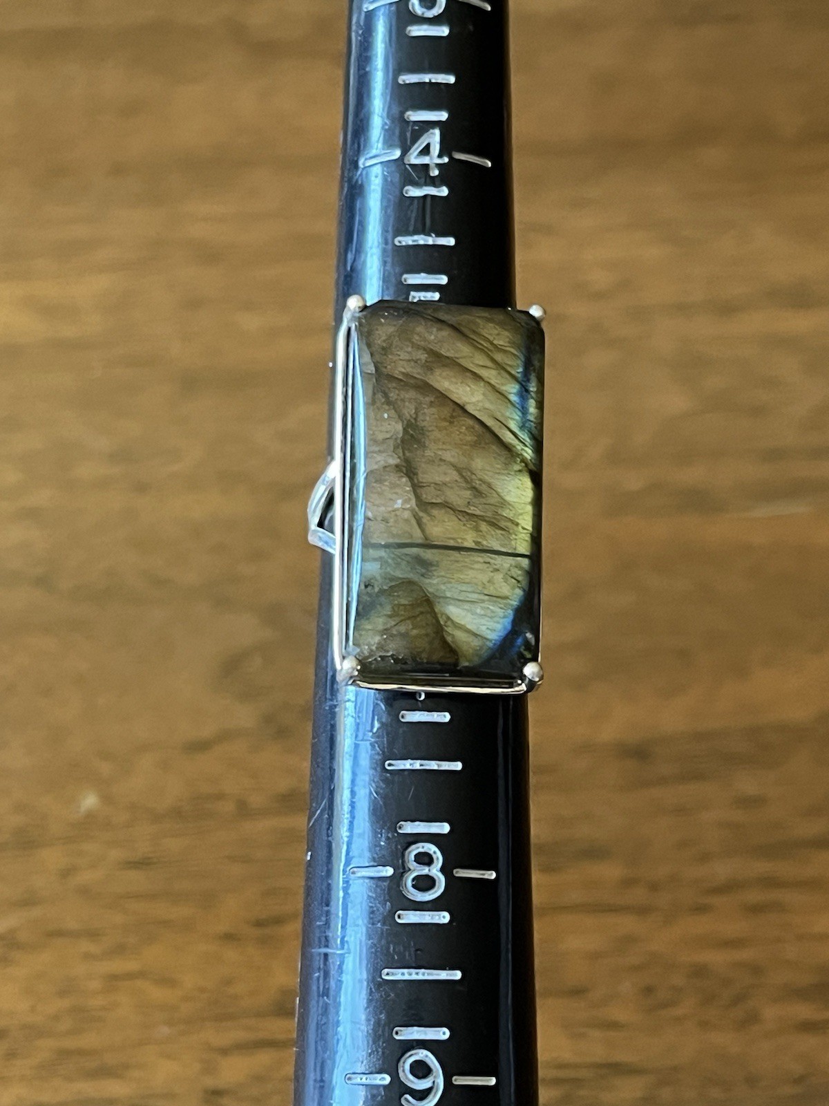 sterling silver large rectangular labradorite rin… - image 4