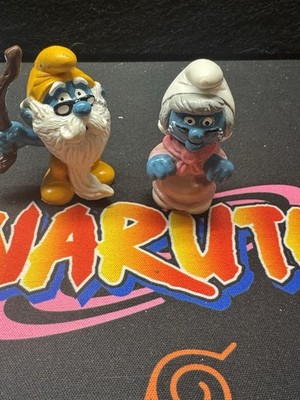 Smurfs 20226 Grandpa & 20408 Grandma Nanny Smurf Figures Lot Vtg