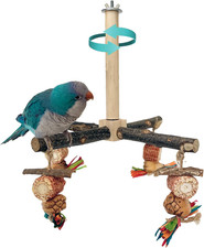 Bird Perch 360  Rotating Perch with Natural Chew Toys - Spinning Bird Toys Cage