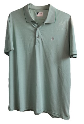 IZOD Men's Green Striped Golf Polo Shirt XL Made in Vietnam