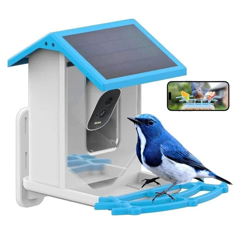 Alimentador inteligente para aves con cámara HD 2k alimentado por energía solar y exterior, captura automática HD Foto 2 de 4