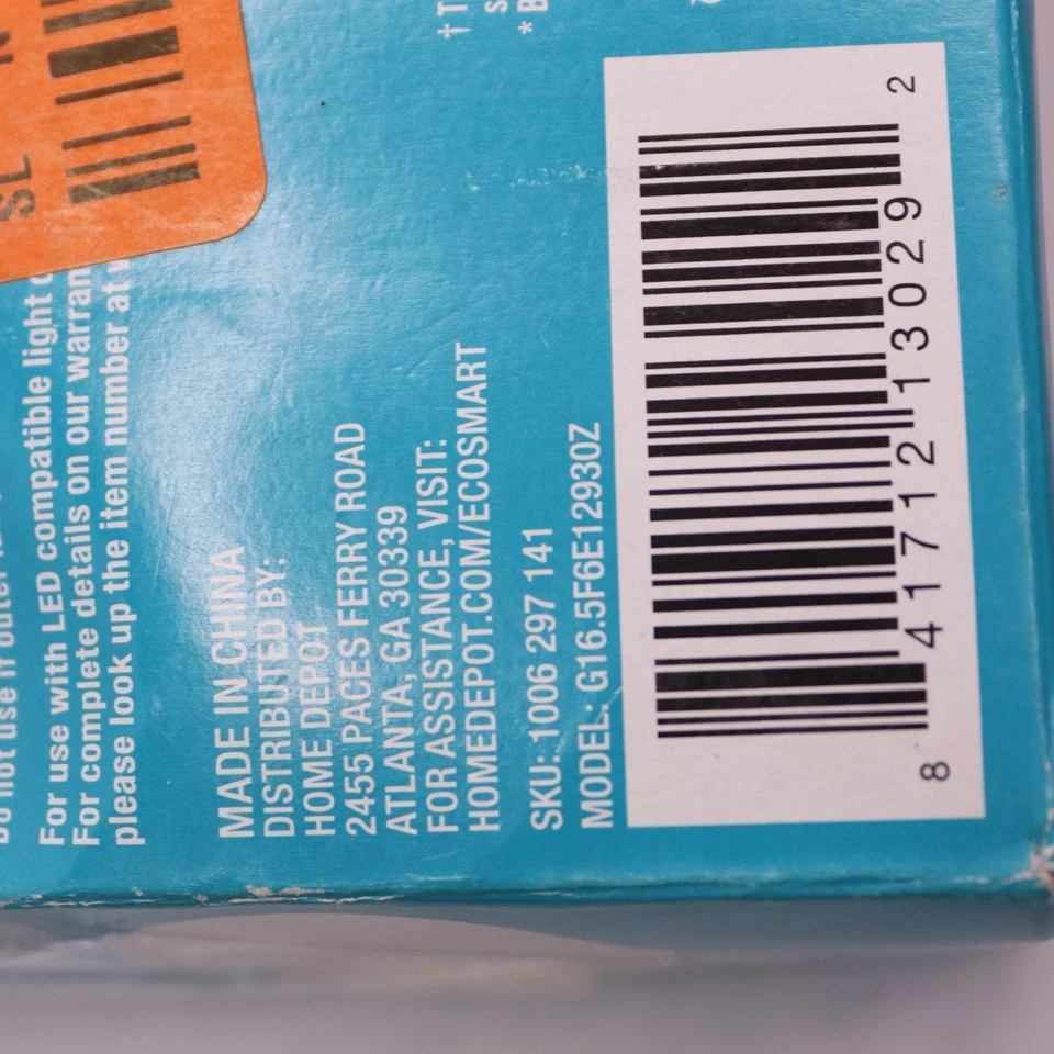 (3-Pk) EcoSmart LED Light Bulb Bright White 60W Equivalent G16.5F6E12930Z - Image 3 of 4