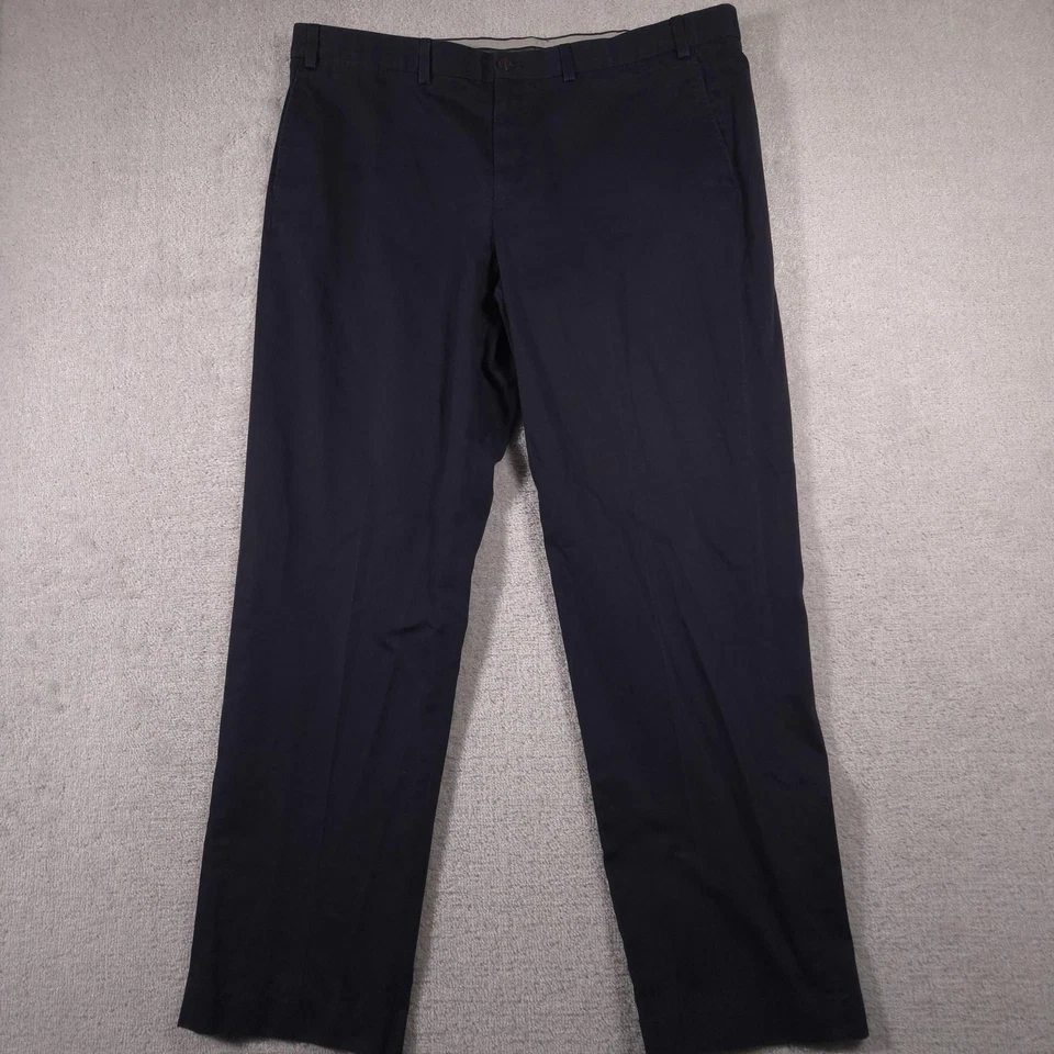 Eddie Bauer Chino Pants Mens 44 Navy Wrinkle Free Relaxed Fit Flat Front Cotton - Image 2 of 4
