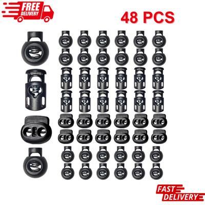 48PCS Upgraded Plastic Cord Lock Draw String Clip With Spring Toggle Stoppers