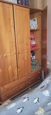 Pine Triple Wardrobe with 'bun' feet