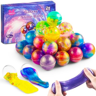 24 Pack Galaxy Slime Party Favors for Kids Slime Balls Bulk Stretchy & Non-St...
