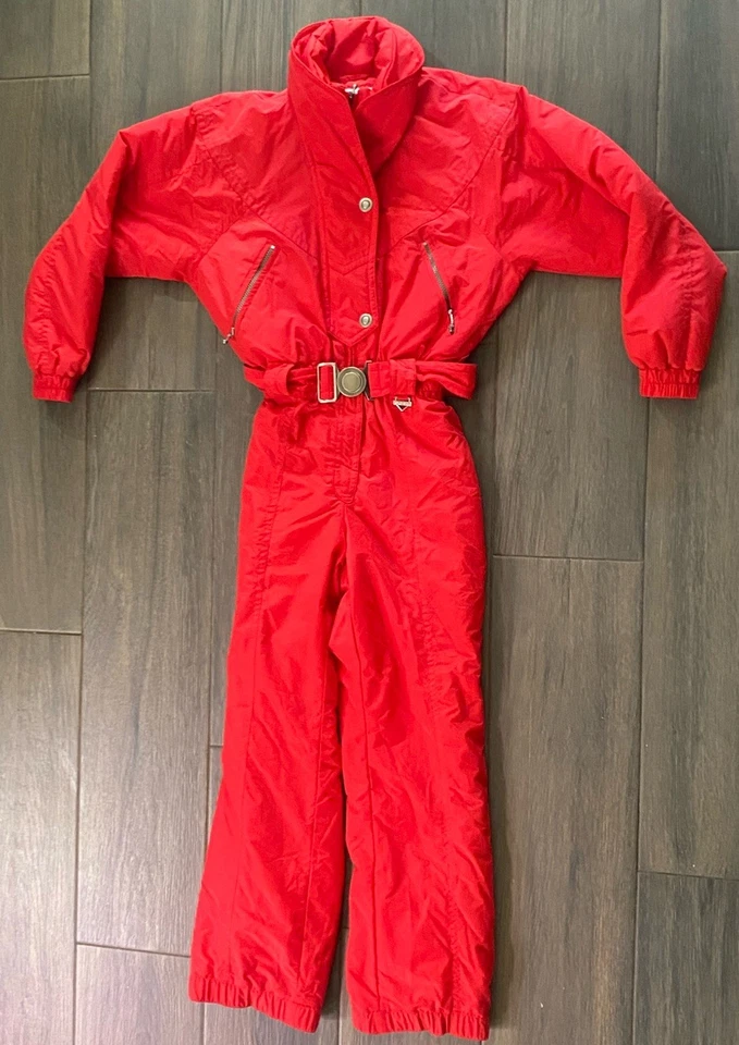 Vintage Fera Skiwear Ski Snow Suit Ladies Size 6 Retro 70 80’s Red Elegant Zip - Image 2 of 4