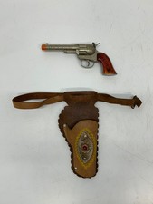 Vtg Hubley Rodeo Diecast Western Cap Gun Pistol Toy AS IS  Leather Holster Belt