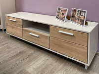 Tv-Kommode Kai Tv Lowboard Eiche Teilmassiv Bianco/Kreidefarbig B. 185Cm