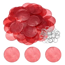 50Pcs 2" Round Capiz Sea Shells with Closed-end Ring, Wine Red