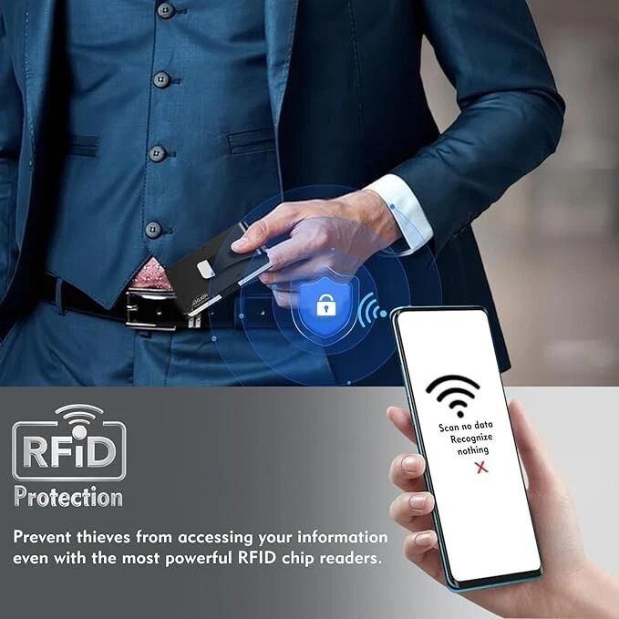 Cartera delgada de metal delgado con bloqueo RFID de los Cardenales de San Luis grabada con láser Foto 3 de 4