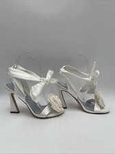 NWB Nine West Women's Krave Bridal Tapered Heel Dress Sandals White Size 5M