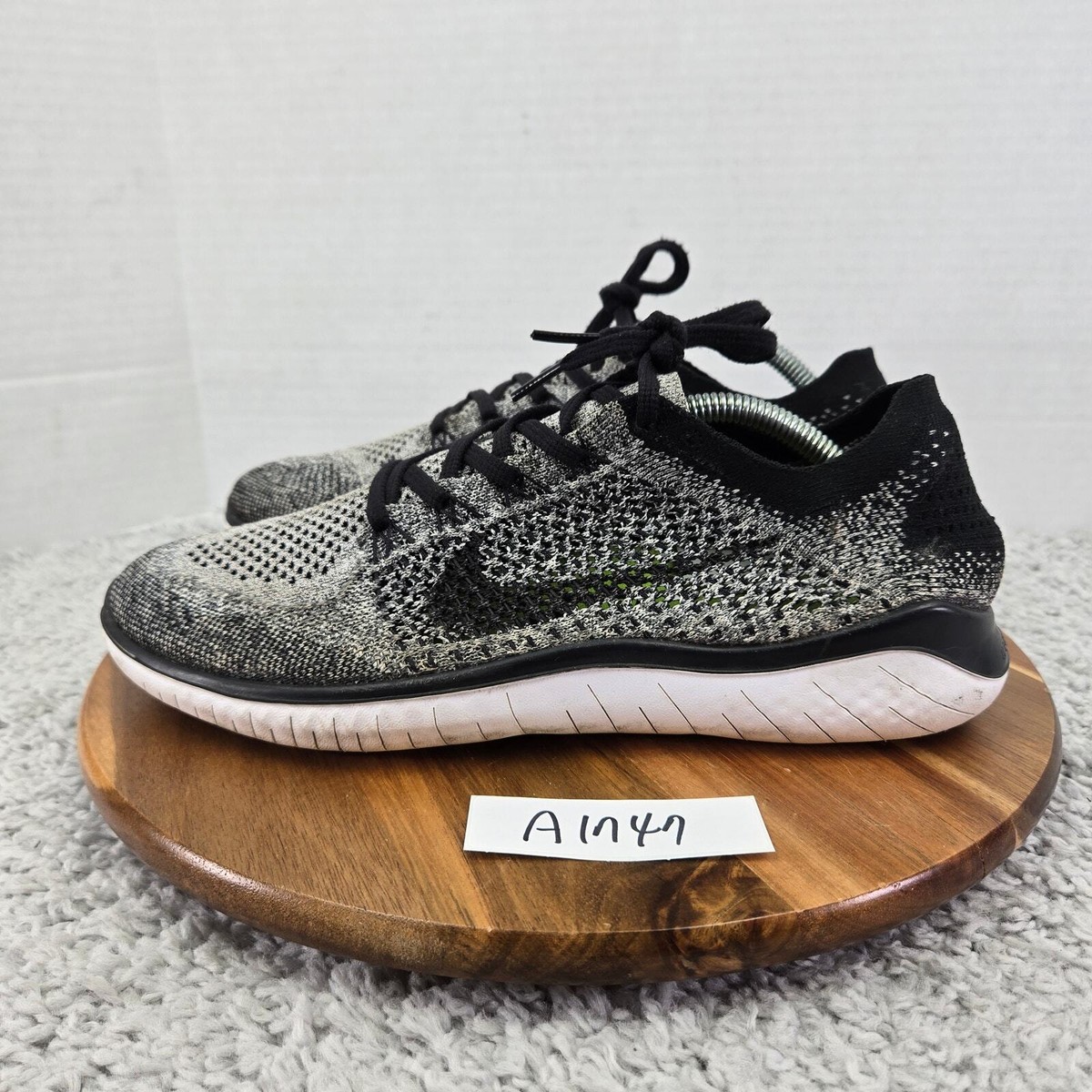 Nike Free Rn Flyknit 2018 Black White Ombre Athletic Sneaker Men  942838-101