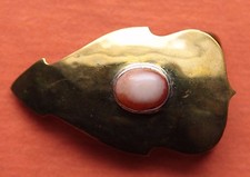 Vintage Beautiful Artist Hand Made Solid Brass with Stone Western Belt Buckle