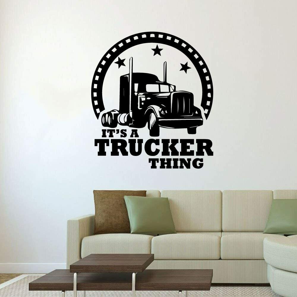 Trucker Vinyl Wall Art Decal for Home Room Decor Trucks Theme