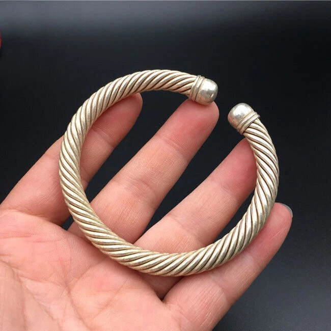 Brazalete brazalete brazalete estilo vintage tibetano plata alambres retorcidos Foto 4 de 4