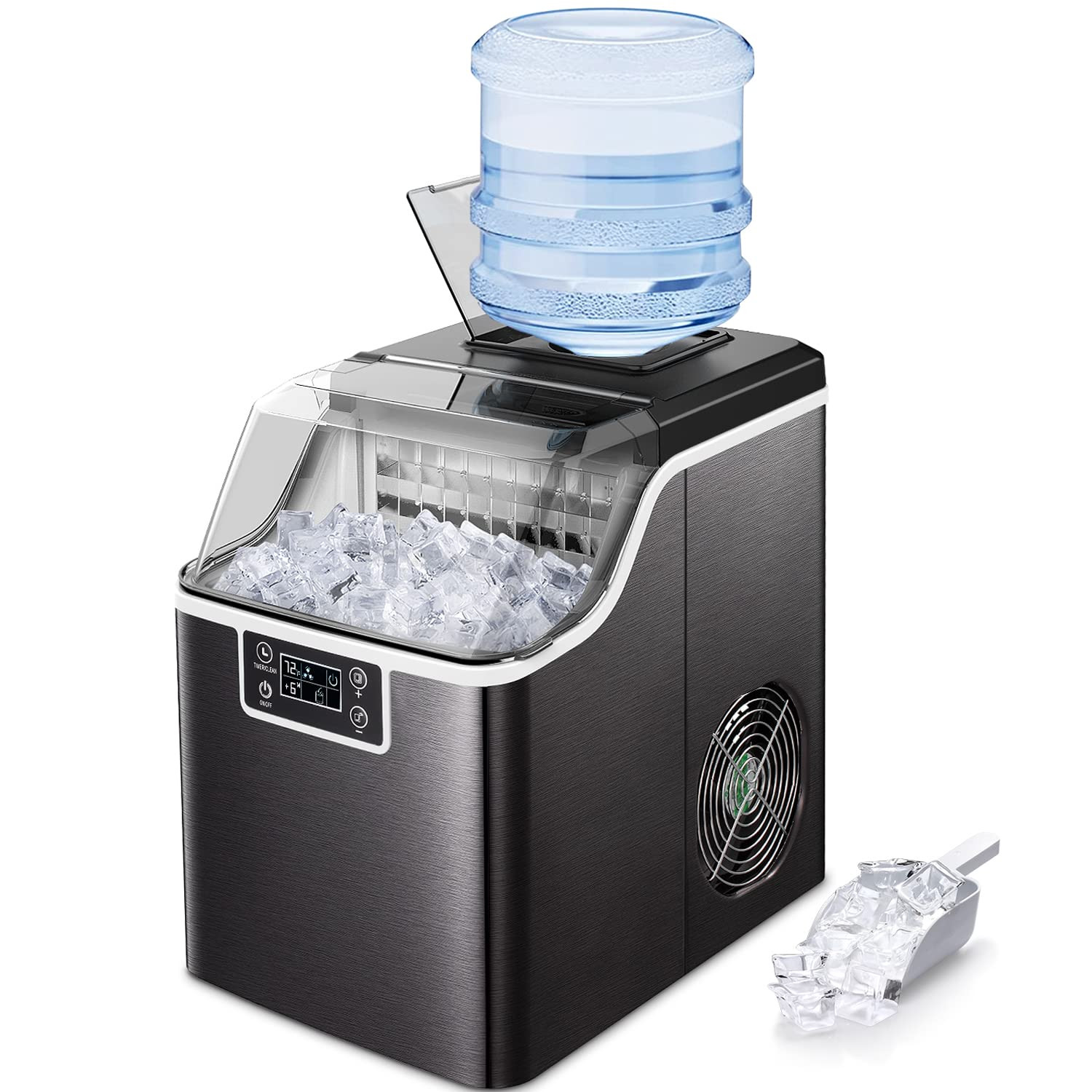Kndko Ice Makers Countertop, 2,000 Pcs/45 Lbs/Day,2 Way Filling,Self-Cleaning,6