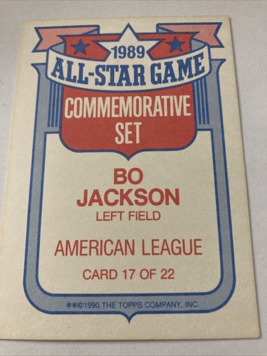 1989 Topps # 17 de 22 Bo Jackson All Star Kansas City Royals - Imagen 2 de 2