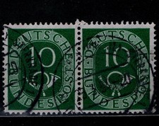 BRD Posthorn waagerechtes Paar Mi. - Nr. 128 mit Vollstempel