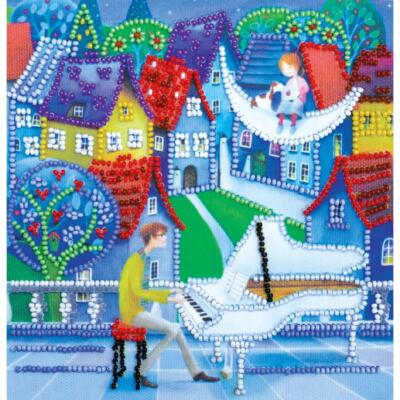 Abris Art Perlenstich Set ''Mondmelodie'', bedruckt, 15x15cm