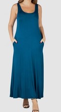 24seven Comfort Apparel Women Blue Sleeveless Maxi Dress Plus Size 2X