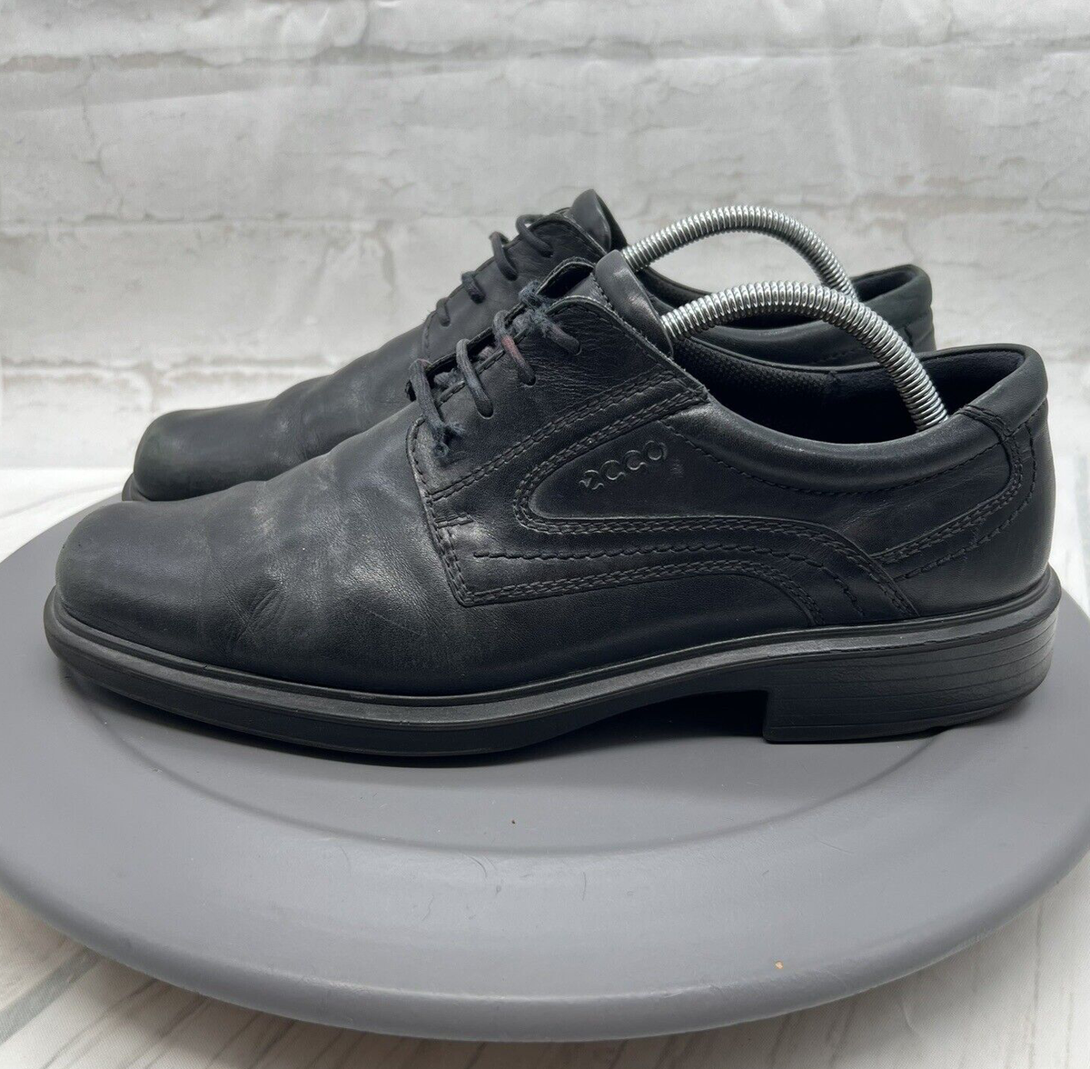 Ecco Shoes Helinski Mens 44 EU 10 US Black Leather Lace Up Plain