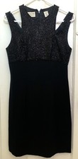 Oleg Cassini Black Tie Beaded Cocktail Dress 6 Little Black Evening
