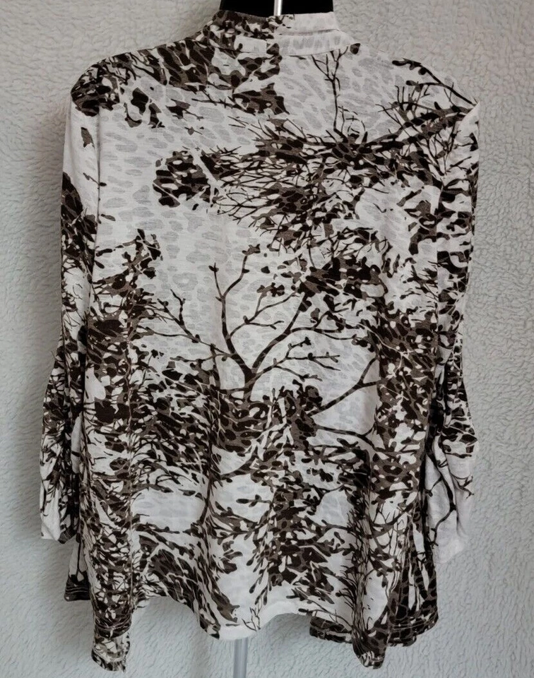 Cárdigan Camisa Top Blusa Covington Mujer Talla XL X Grande Marrón Blanco Árbol Foto 4 de 4