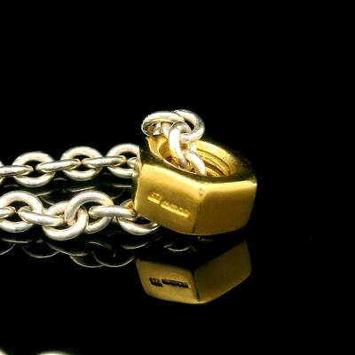 In Englisch hergestellte vergoldete M8 Sechskantmuttern & Sterlingsilber Kabelgliederkette Halskette