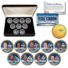 DALLAS COWBOYS Texas Stadium Farewell 9-Coin Set Quarters 24K Gold Plated w/Box