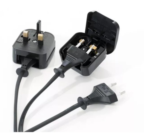 2 Pole Euro Europe EU Plug to 3 Pin UK Plug Fused Converter Mains Socket Adapter