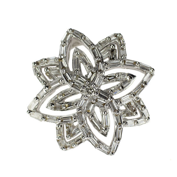 K18WG ダイヤモンド トップ K18WG Diamond Pendant Top 0.47ct Flower - Auth free shipping