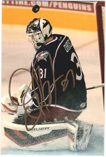 Oscar Dansk Autographed 4x6 Color Photo Columbus Blue Jackets Goalie #31 Blue A