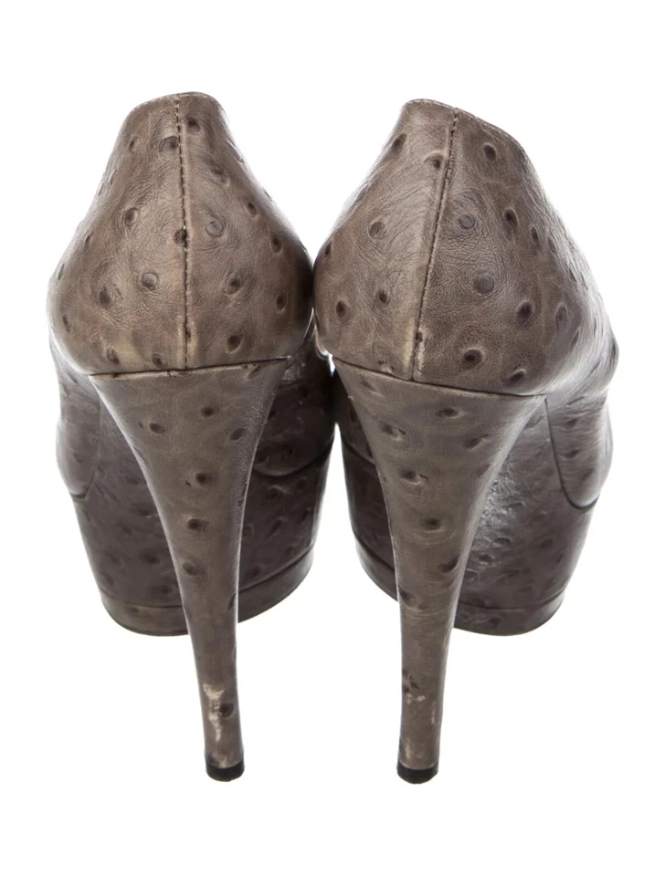 Zapatos de salón Casadei con plataforma para mujer talla 7,5 cuero gris estampado animal peep-toes stiletto Foto 4 de 4