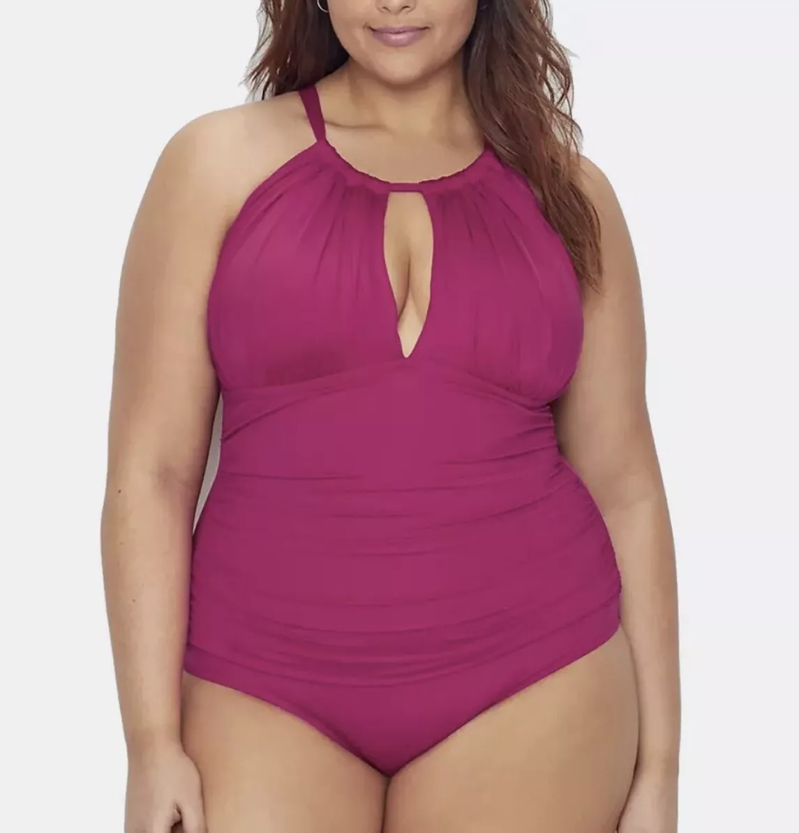 Kenneth Cole Fuchsia High Neck Tummy Control One Piece Swimsuit 3X (C9)