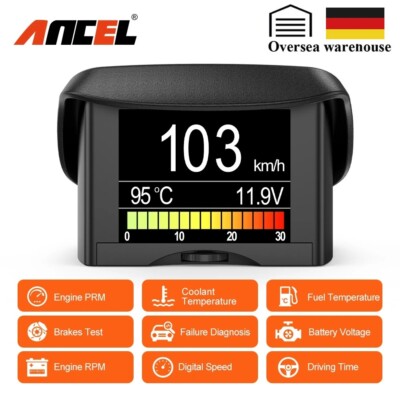 A202 OBD2 Scanner Kraftstoff Verbrauch Wasser Temperatur Gauge HUD Display DHL