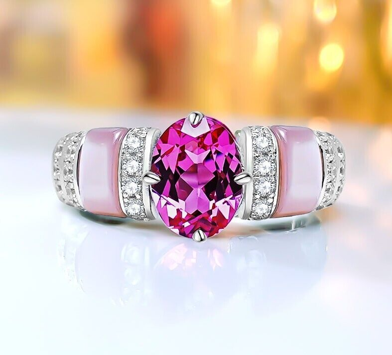 2ct Lab Grown Diamond 18K Gold Vermeil Artificial Padparadscha