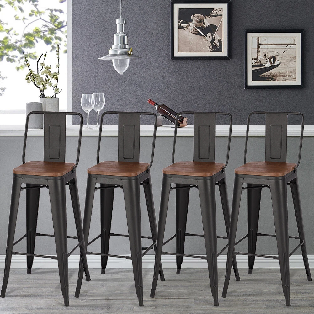 Metal bar stools with backrest hot sale