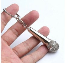 Portachiavi, Microfono Microfono Gioiello da Borsa Imitazione in Acciaio Crom...