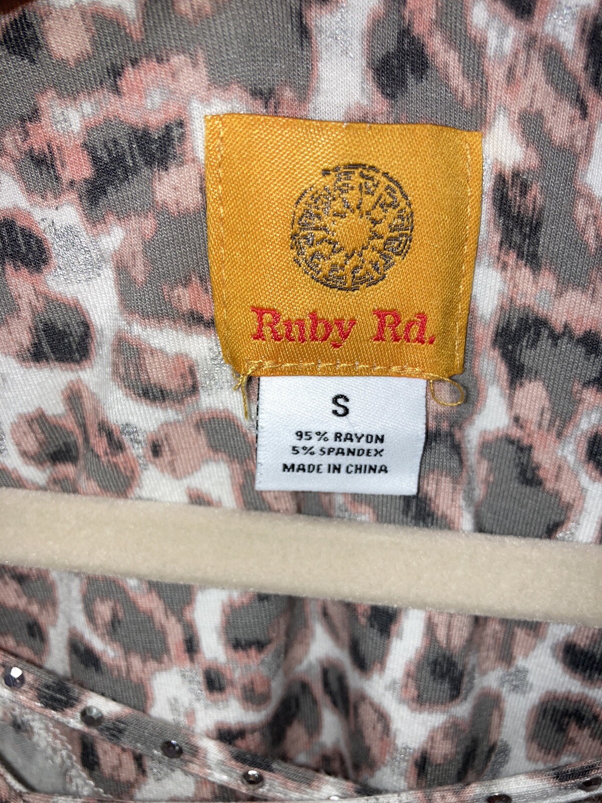 RUBY RD.  Pink Gray Sparkle Leopard Embellished C… - image 2