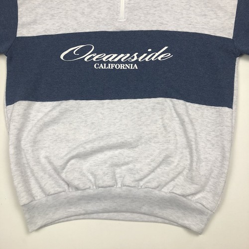 Vtg 80s Oceanside California Sweater Adult Unisex XL 1/4 Zip Collared Cut Sew - Picture 5 of 11