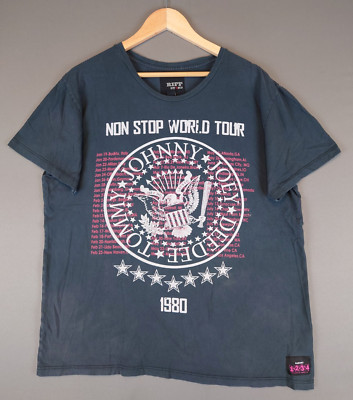 Riff Stars The Ramones Non Stop World Tour T Shirt Men's Size Large Faded Cotton