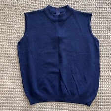 Devonette Original Vintage Women  s 70s Sleeveless Sweater Vest Navy Small