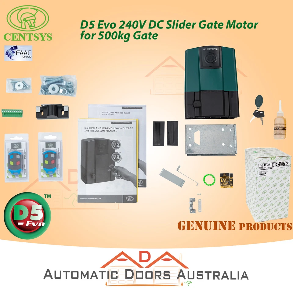 CENTSYS Centurion D5-EVO ,240V AUTOMATIC MOTOR FOR 500KG SLIDE GATE - image 2 of 4